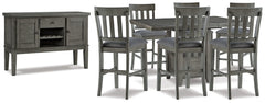 Hallanden Counter Height Dining Table and 6 Barstools with Storage - furniture place usa