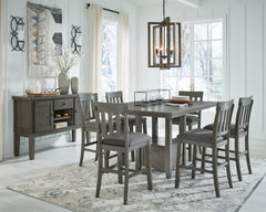 Hallanden Counter Height Dining Table and 6 Barstools with Storage - furniture place usa