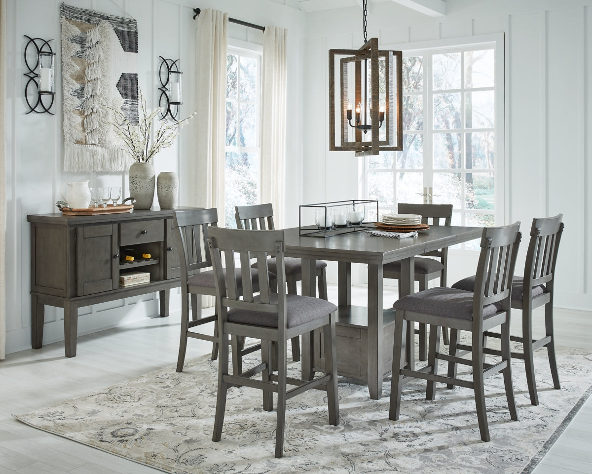 Hallanden Counter Height Dining Table and 6 Barstools with Storage - furniture place usa