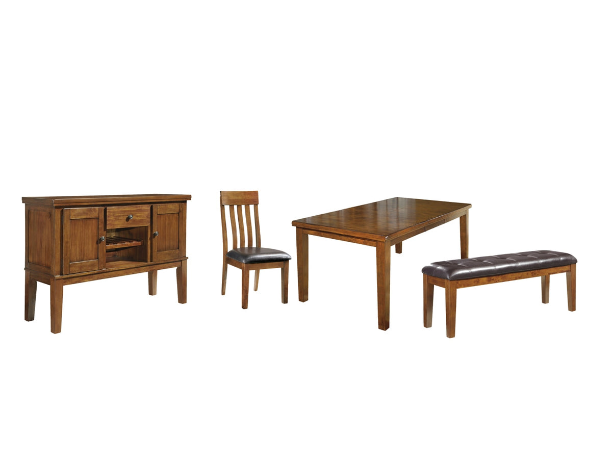 Ralene Dining Table and 4 Chairs and Bench with Storage - furniture place usa