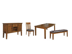 Ralene Dining Table and 4 Chairs and Bench with Storage - furniture place usa