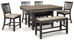 Tyler Creek Counter Height Dining Table and 4 Barstools and Bench - furniture place usa