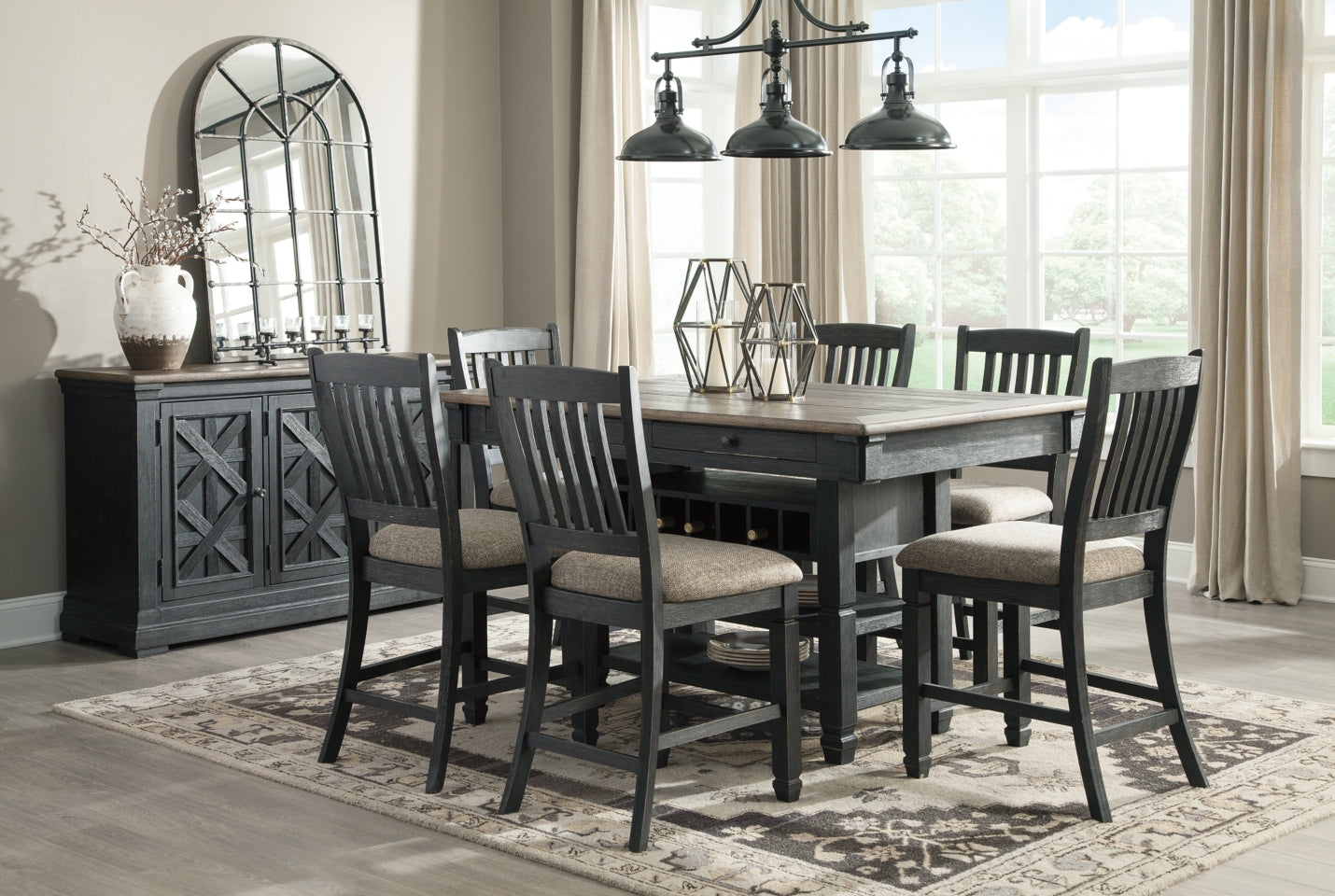 Tyler Creek Counter Height Dining Table and 6 Barstools - furniture place usa