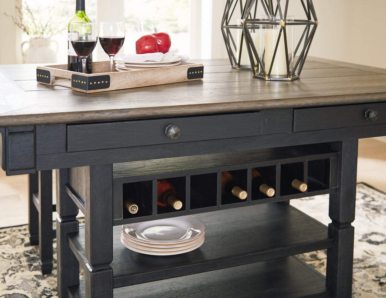 Tyler Creek Counter Height Dining Table and 4 Barstools and Bench - furniture place usa