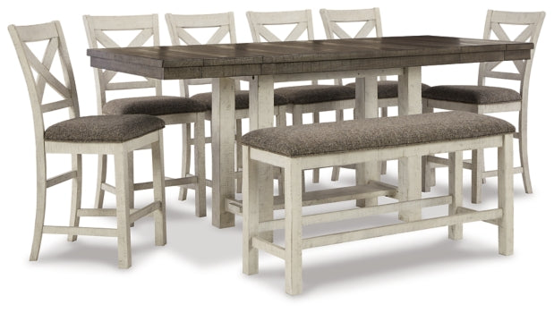 Brewgan Counter Height Dining Table and 6 Barstools and Bench - furniture place usa
