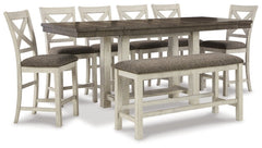 Brewgan Counter Height Dining Table and 6 Barstools and Bench - furniture place usa