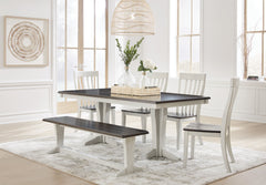 Darborn Dining Table and 4 Chairs and Bench - furniture place usa