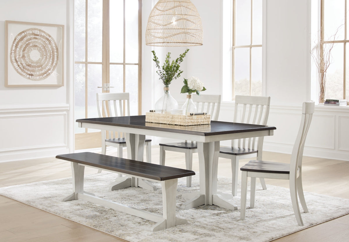 Darborn Dining Table and 4 Chairs and Bench - furniture place usa