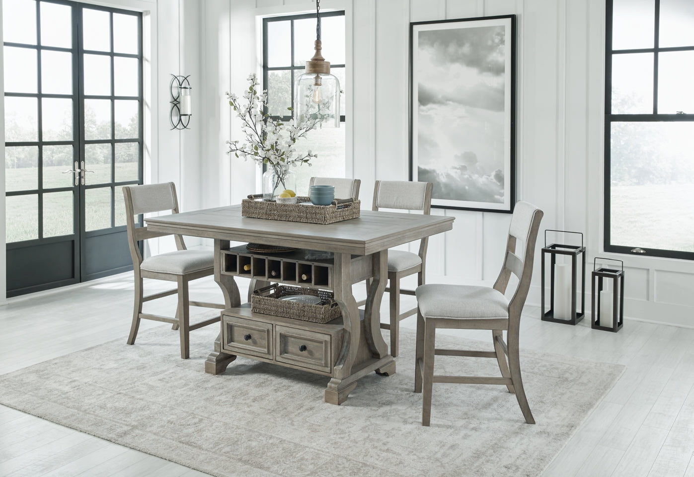 Moreshire Counter Height Dining Table and 4 Barstools - furniture place usa
