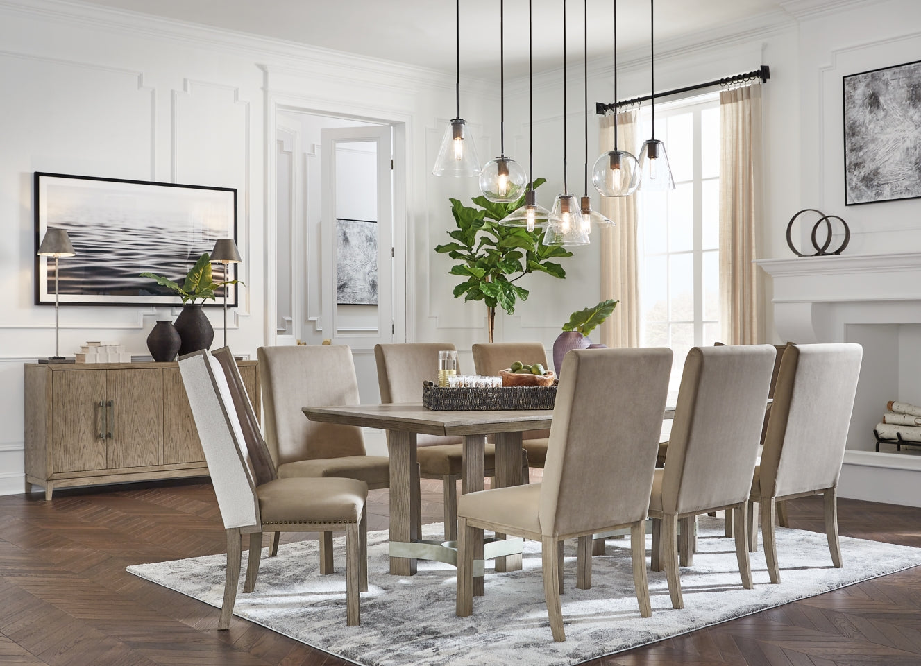 Chrestner Dining Table and 8 Chairs - PKG013364 - furniture place usa