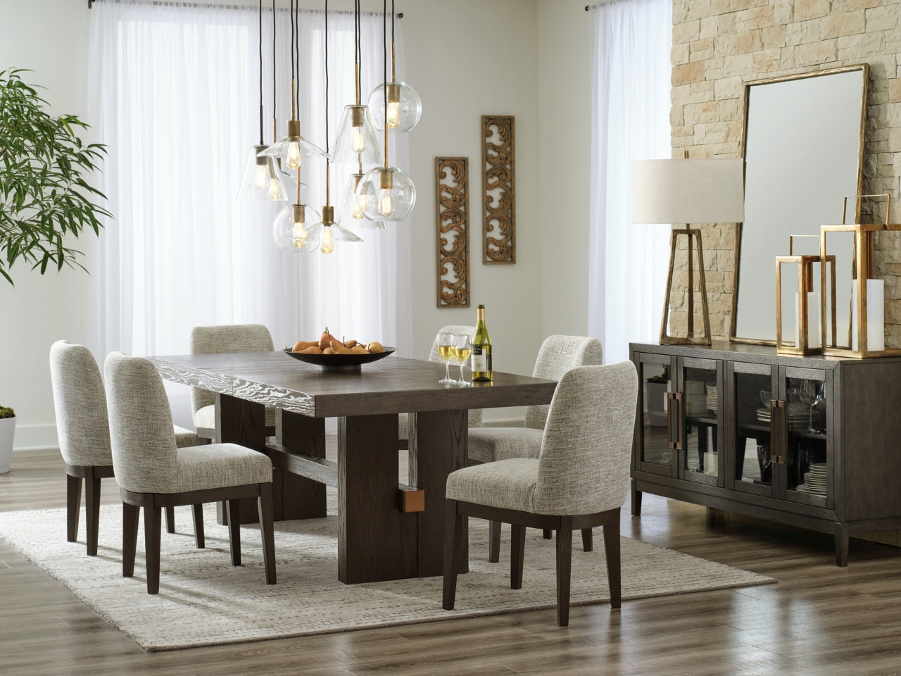 Burkhaus Dining Table and 6 Chairs - furniture place usa