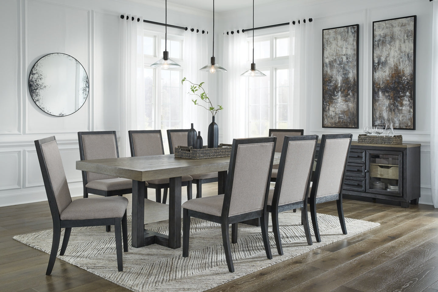 Foyland Dining Table and 8 Chairs - furniture place usa