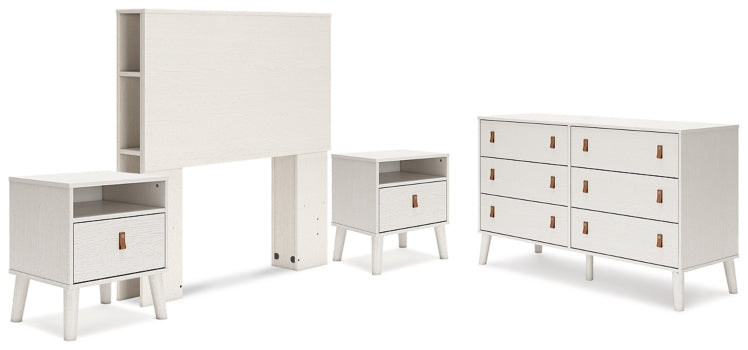 Aprilyn Twin Bookcase Headboard with Dresser and 2 Nightstands - furniture place usa