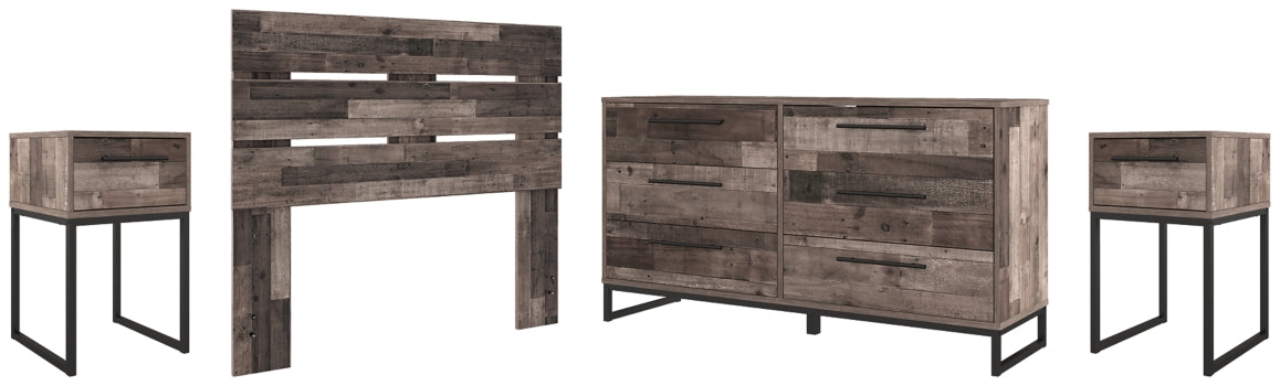 Neilsville Full Panel Headboard Bed with Dresser and 2 Nightstands - furniture place usa