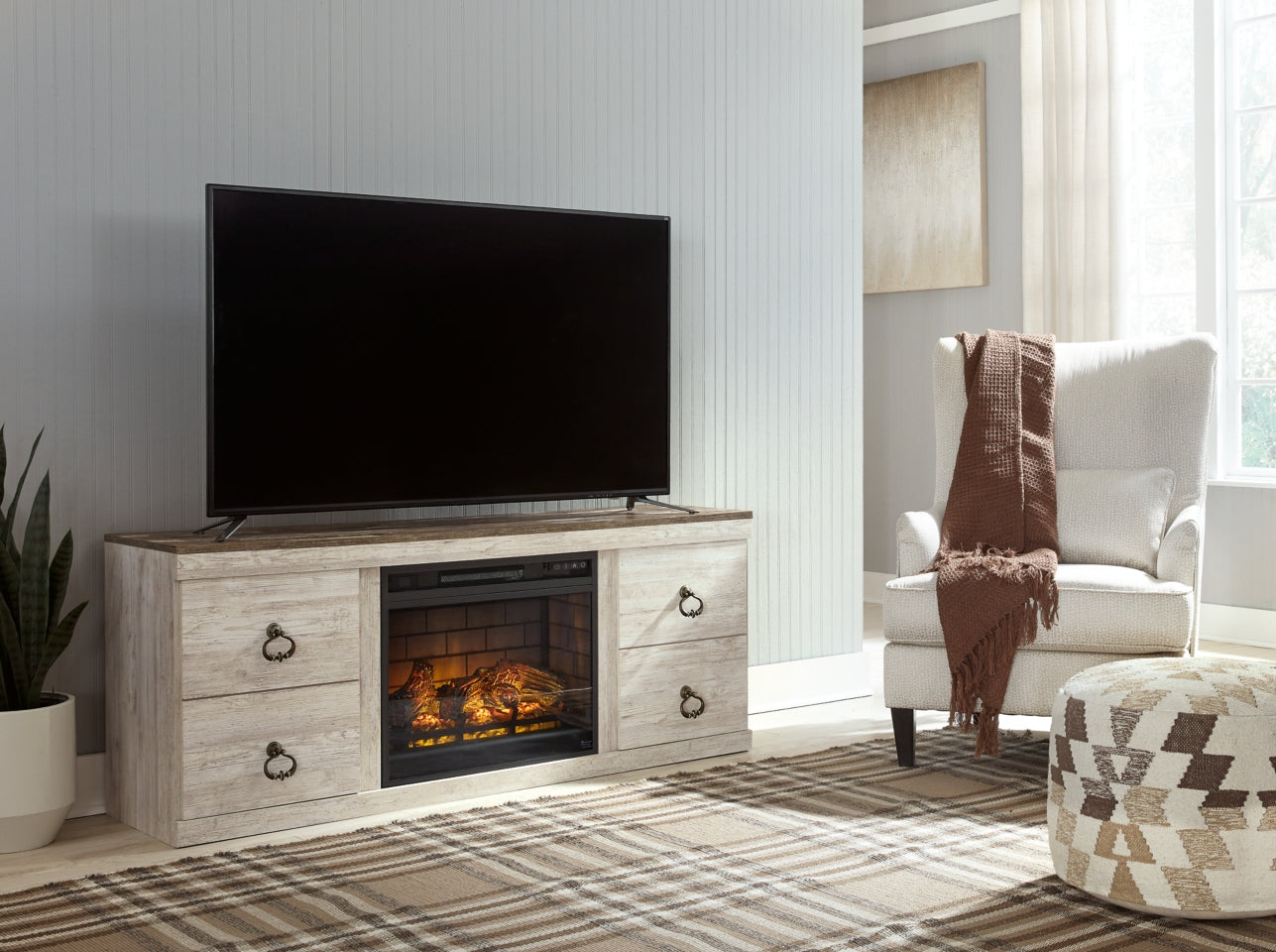 Willowton TV Stand with Electric Fireplace - furniture place usa