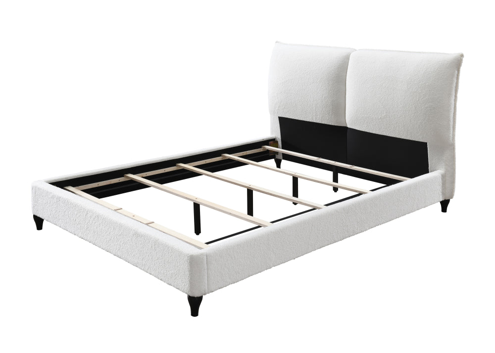 JENN QUEEN BOUCLE HEADBOARD/FOOTBOA, JENN /QUEEN BOUCLE RAIL CHARCOA - furniture place usa