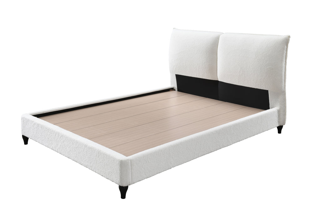 JENN QUEEN BOUCLE HEADBOARD/FOOTBOA, JENN /QUEEN BOUCLE RAIL CHARCOA - furniture place usa