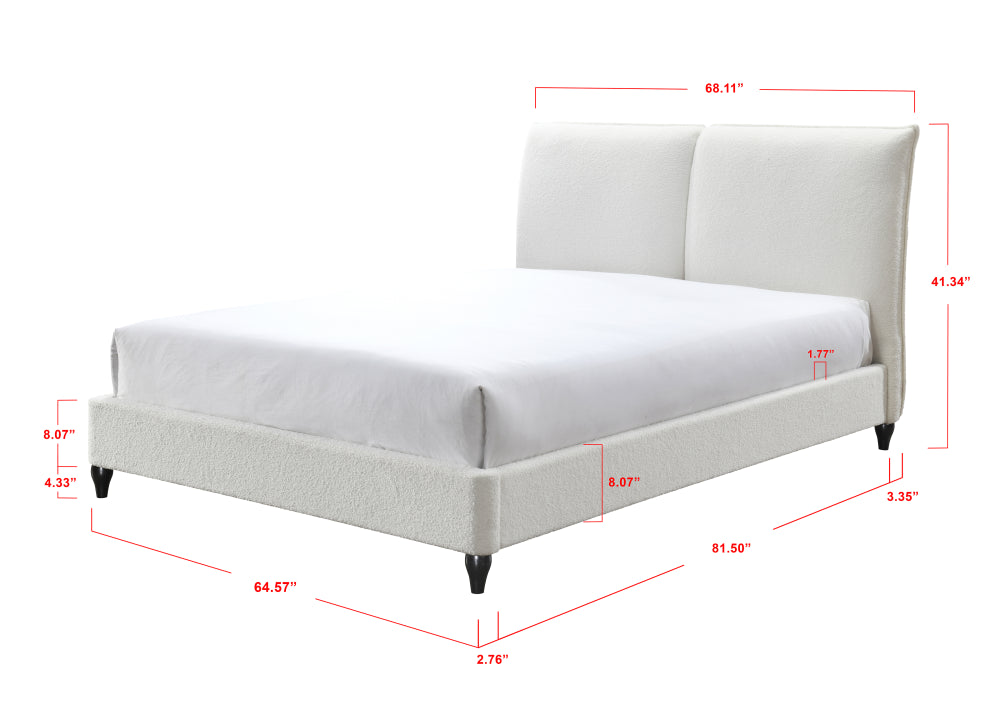 JENN QUEEN BOUCLE HEADBOARD/FOOTBOA, JENN /QUEEN BOUCLE RAIL CHARCOA - furniture place usa