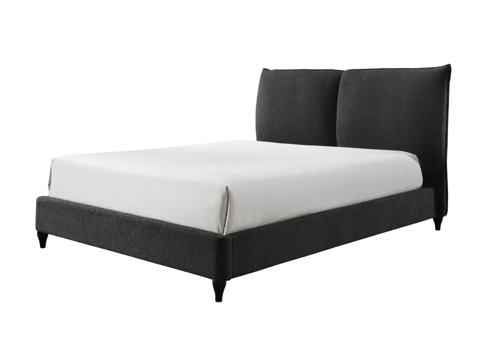 JENN QUEEN BOUCLE HB/FB - CHARCOAL, JENN /QUEEN BOUCLE RAIL - furniture place usa