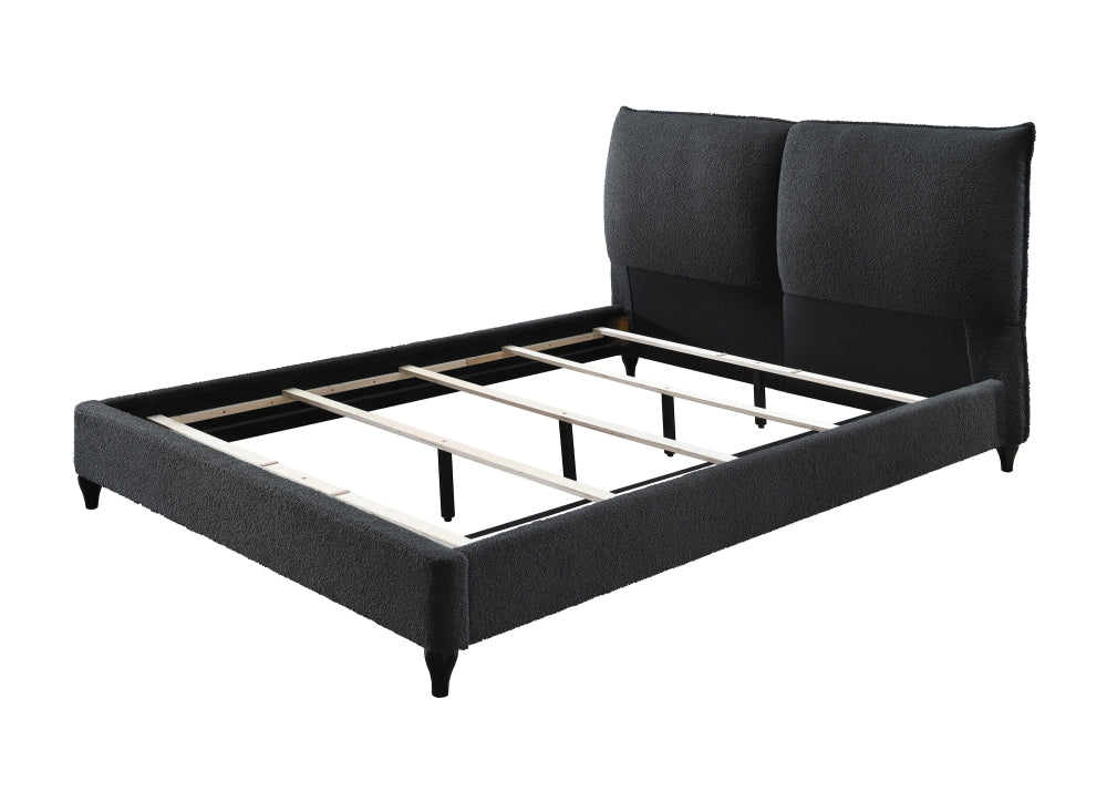 JENN QUEEN BOUCLE HB/FB - CHARCOAL, JENN /QUEEN BOUCLE RAIL - furniture place usa