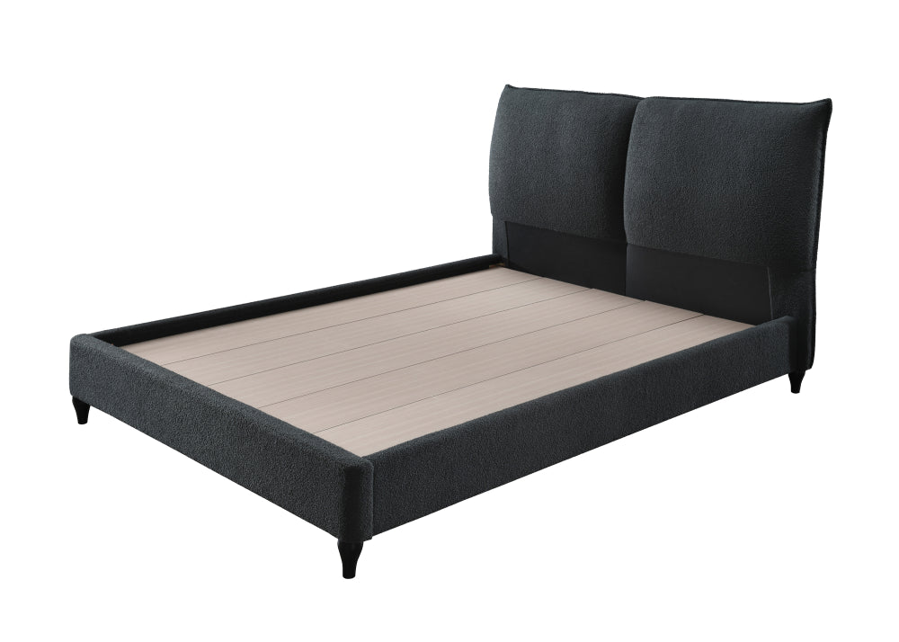 JENN QUEEN BOUCLE HB/FB - CHARCOAL, JENN /QUEEN BOUCLE RAIL - furniture place usa