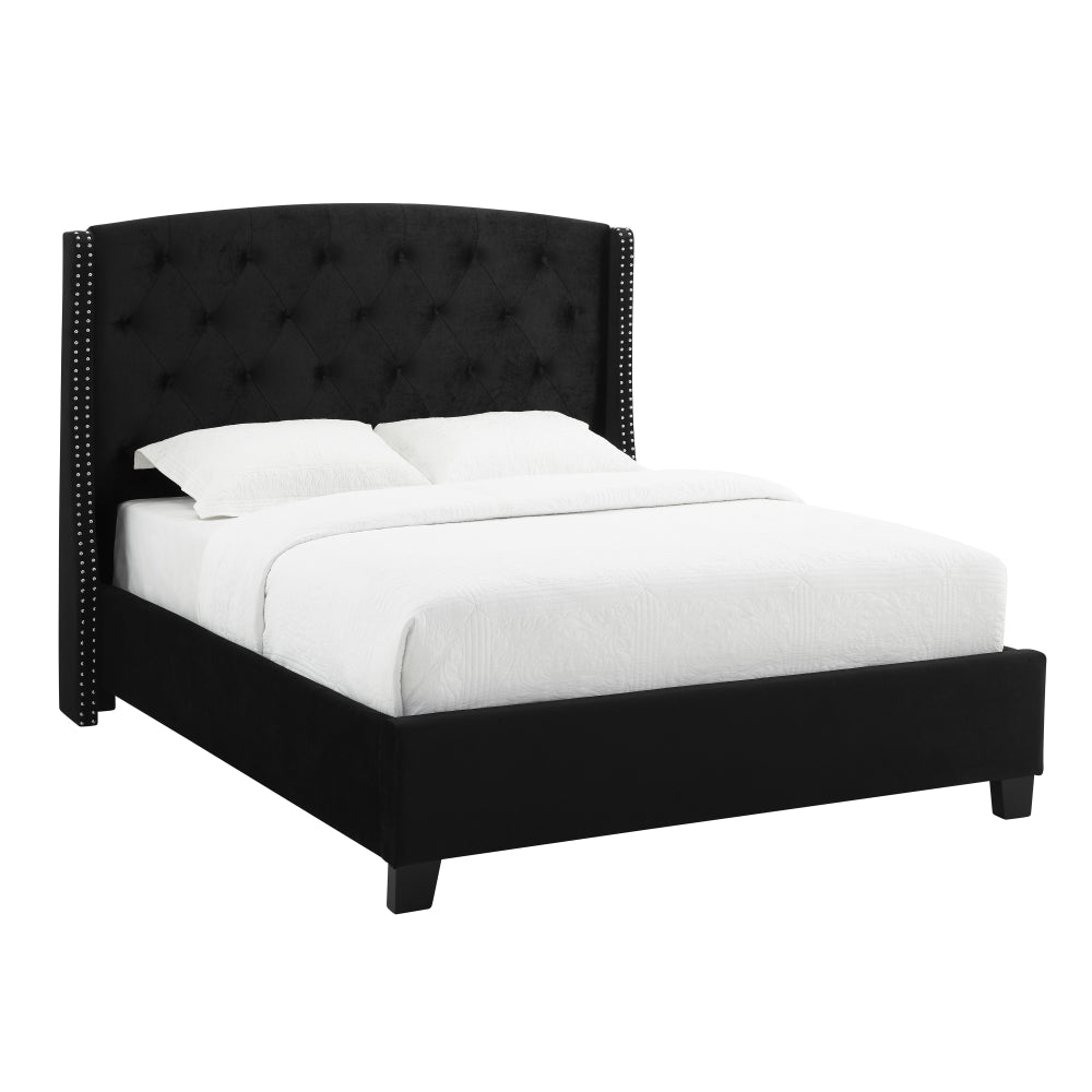 EVA QUEEN HEADBOARD/FOOTBOARD-BLACK, EVA /QUEEN RAIL - BLACK - furniture place usa