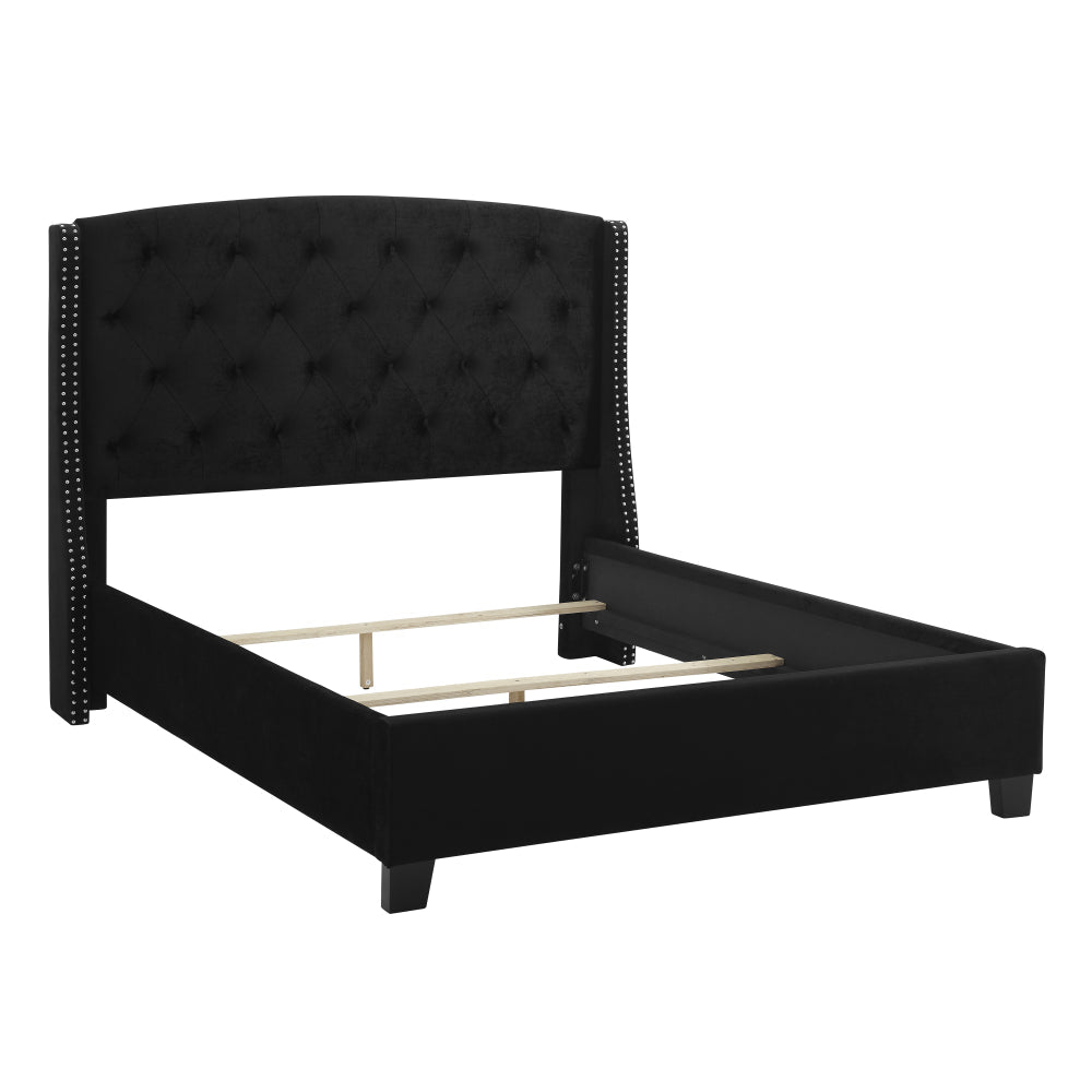 EVA QUEEN HEADBOARD/FOOTBOARD-BLACK, EVA /QUEEN RAIL - BLACK - furniture place usa