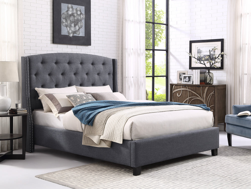 EVA QUEEN HEADBOARD/FOOTBOARD -GREY, EVA /QUEEN RAIL -DOVE - furniture place usa
