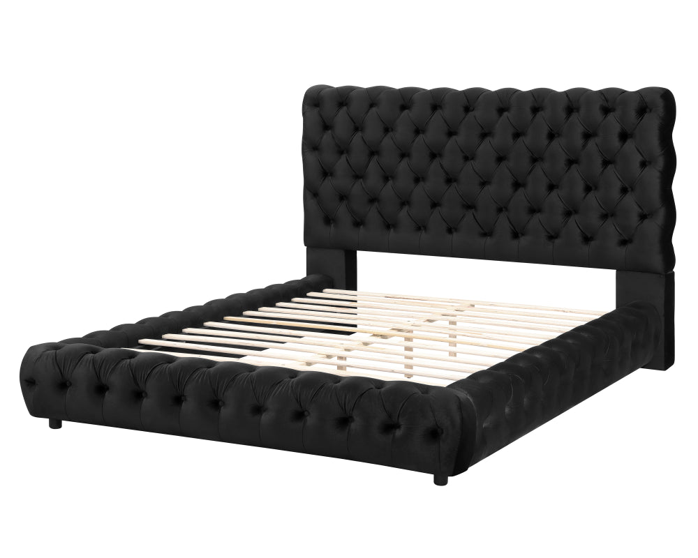 FLORY K. HEADBOARD/FOOTBOARD -BLACK, FLORY KING/ RAIL - GREY - furniture place usa