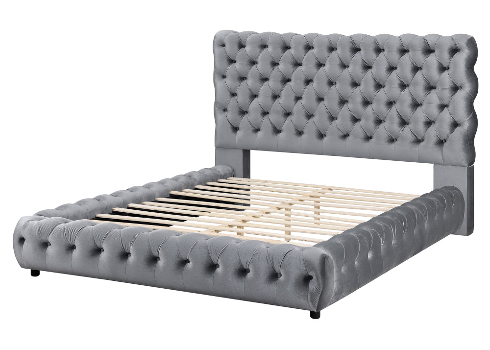 FLORY K. HEADBOARD/FOOTBOARD -GREY, FLORY KING/ RAIL - BLACK - furniture place usa