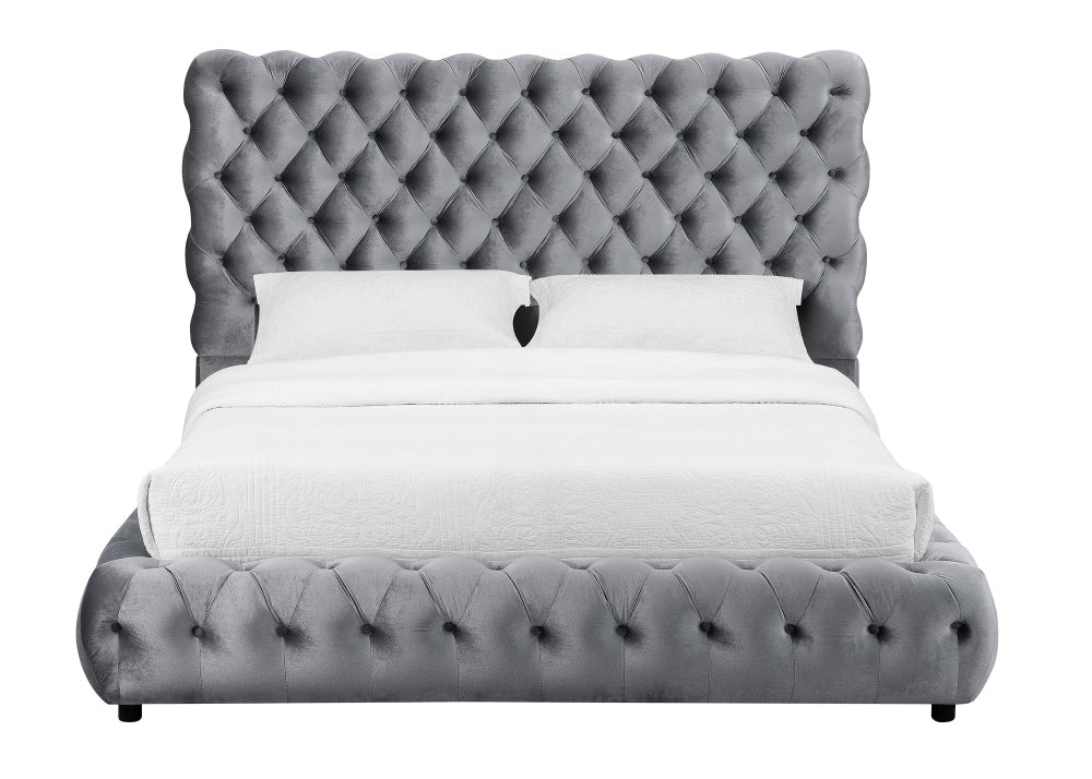FLORY K. HEADBOARD/FOOTBOARD -GREY, FLORY KING/ RAIL - BLACK - furniture place usa