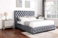 FLORY K. HEADBOARD/FOOTBOARD -GREY, FLORY KING/ RAIL - BLACK - furniture place usa