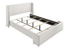 PORTIA QUEEN BOUCLE HB/FB WHITE, PORTIA /QUEEN BOUCLE RAIL WHITE - furniture place usa