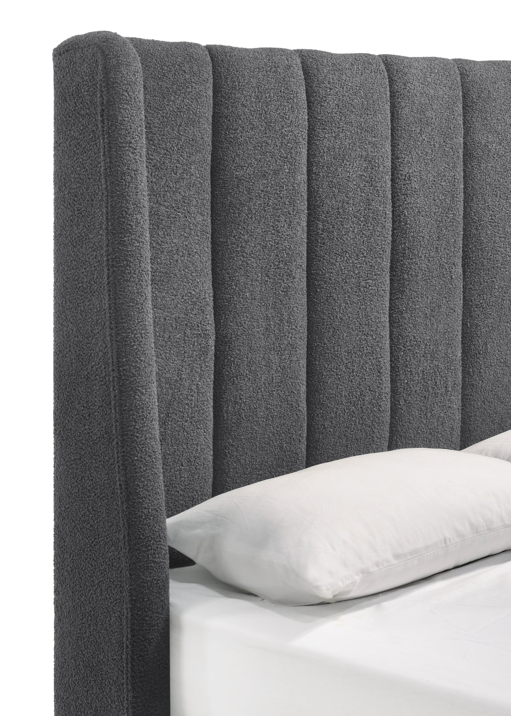 AGNES KING BOUCLE HB/FB CHARCOAL, AGNES KING/ BOUCLE RAIL CHARCO - furniture place usa