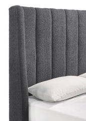 AGNES KING BOUCLE HB/FB CHARCOAL, AGNES KING/ BOUCLE RAIL WHITE - furniture place usa
