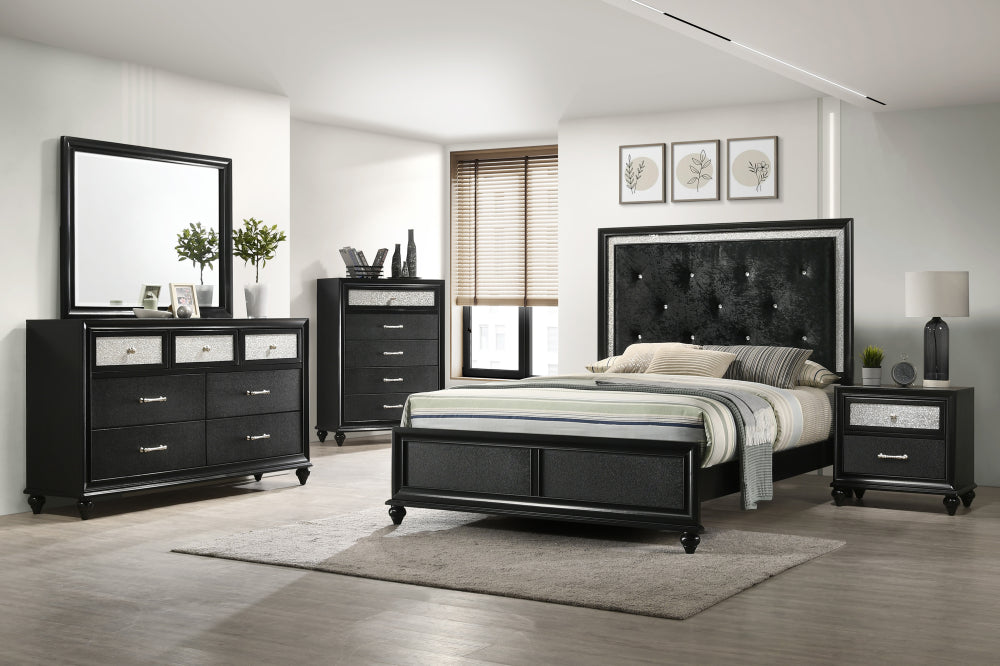LILA QUEEN HEADBOARD/FOOTBOARD BLK, LILA /QUEEN RAIL BLACK - furniture place usa