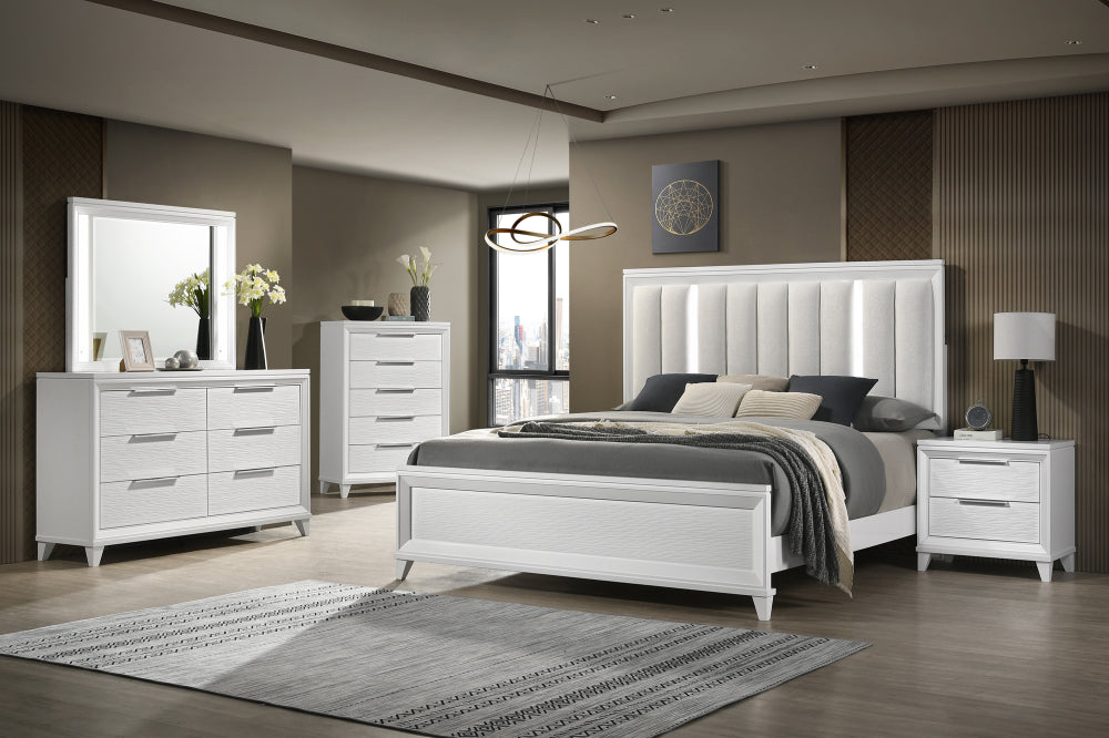 CRESSIDA QUEEN LED HEADBOARD, CRESSIDA QUEEN FOOTBOARD W/SLAT, CRESSIDA /QUEEN RAIL - furniture place usa