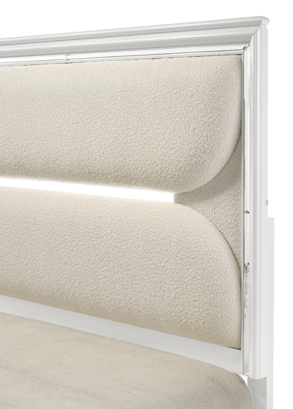 EDEN QUEEN LED HEADBOARD BOUCLE, EDEN QUEEN FOOTBOARD W/SLAT, EDEN /QUEEN RAIL - furniture place usa