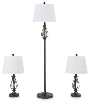 Brycestone Floor Lamp with 2 Table Lamps - furniture place usa