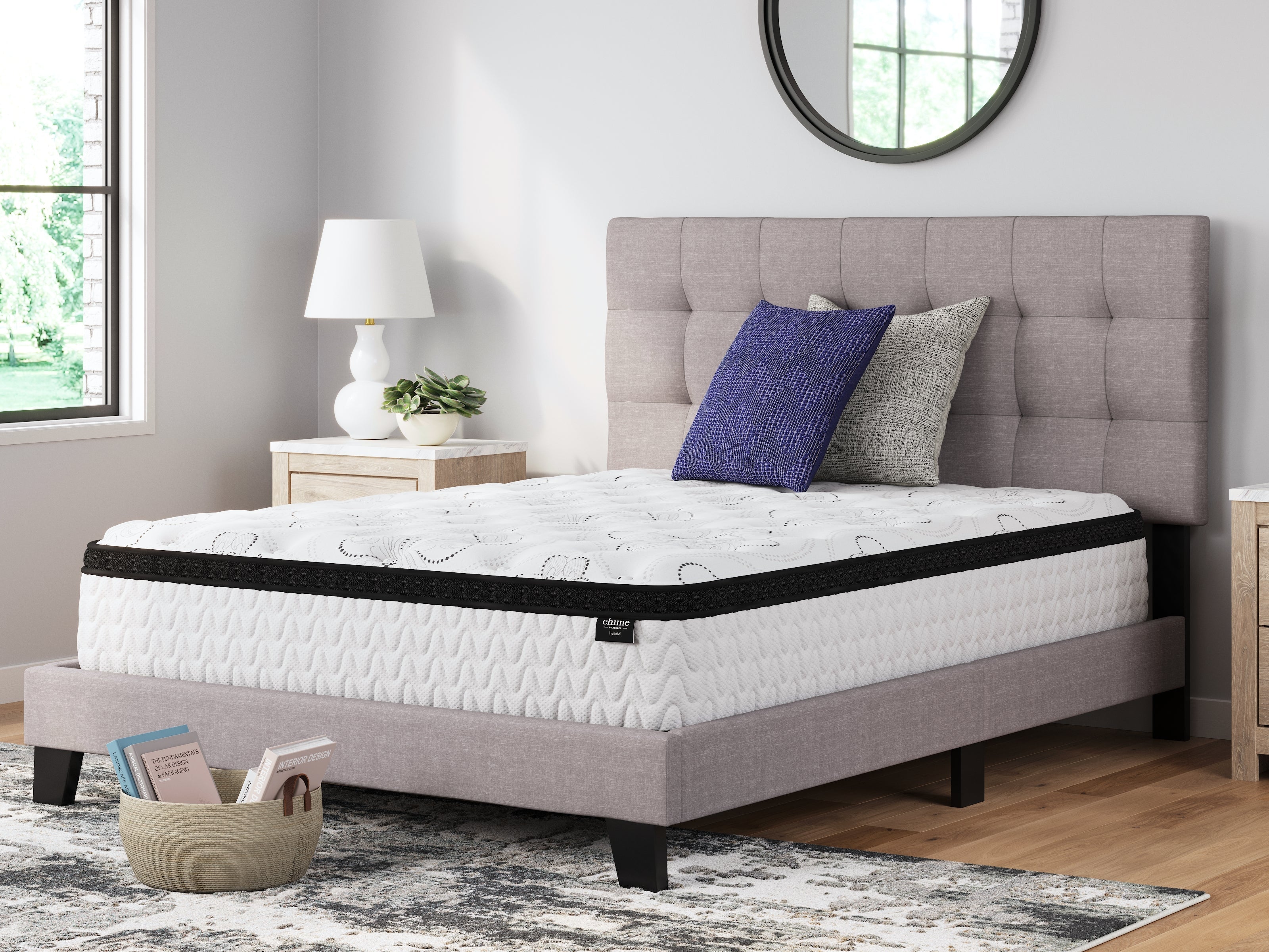 Chime 12 Inch Hybrid Queen Mattress in a Box with Adjustable Head Queen Base - furniture place usa