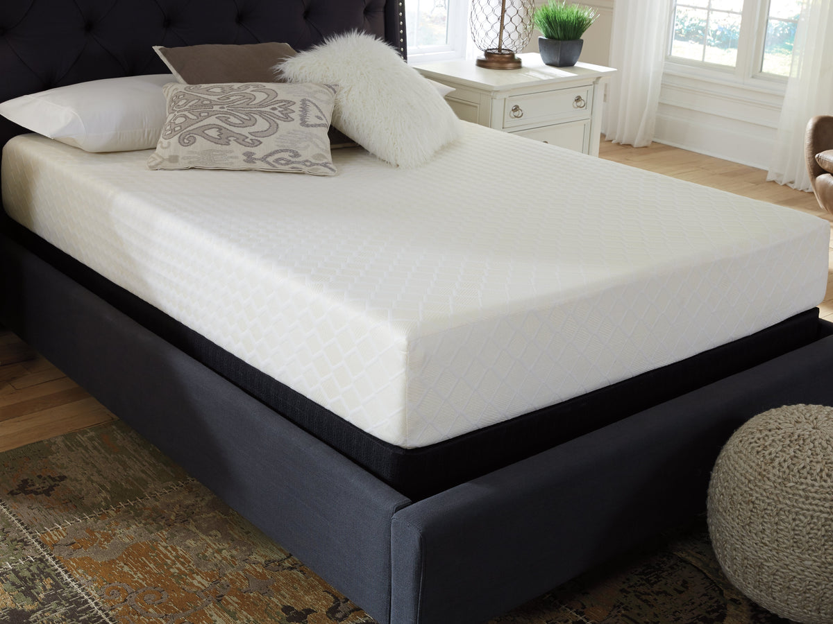 10 Inch Chime Memory Foam King Mattress in a Box with Head-Foot Model Better King Adjustable Base - furniture place usa