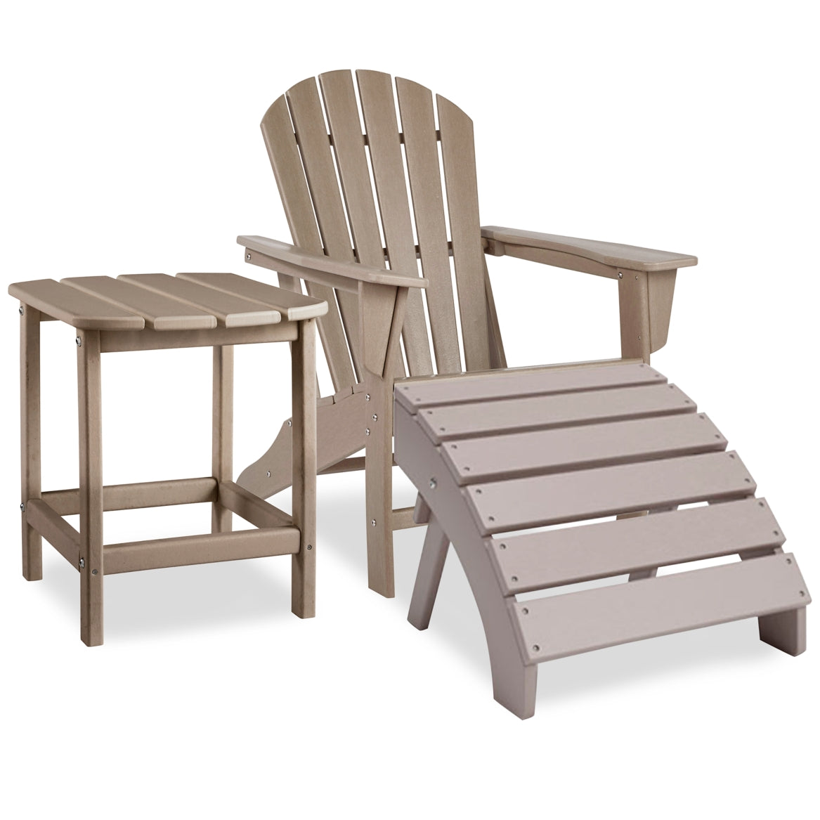 Sundown Treasure Outdoor Adirondack Chair and Ottoman with Side Table - furniture place usa