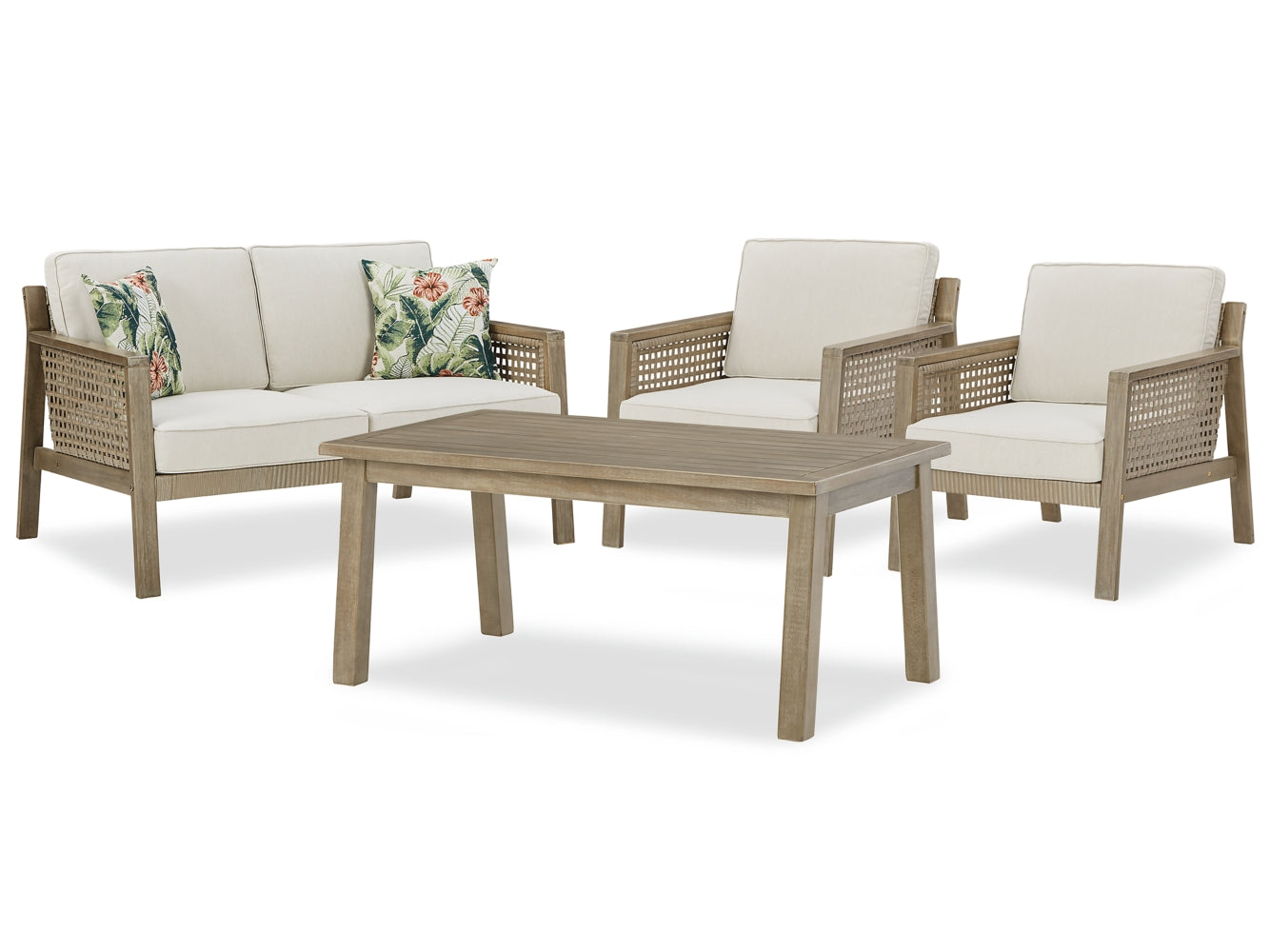 Barn Cove Outdoor Loveseat and 2 Chairs with Coffee Table - furniture place usa