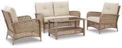 Braylee Outdoor Loveseat, 2 Lounge Chairs and Coffee Table - furniture place usa