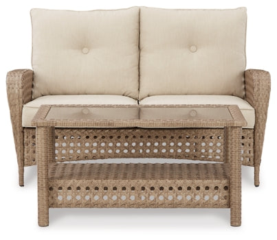 Braylee Outdoor Loveseat with Table (Set of 2) - furniture place usa