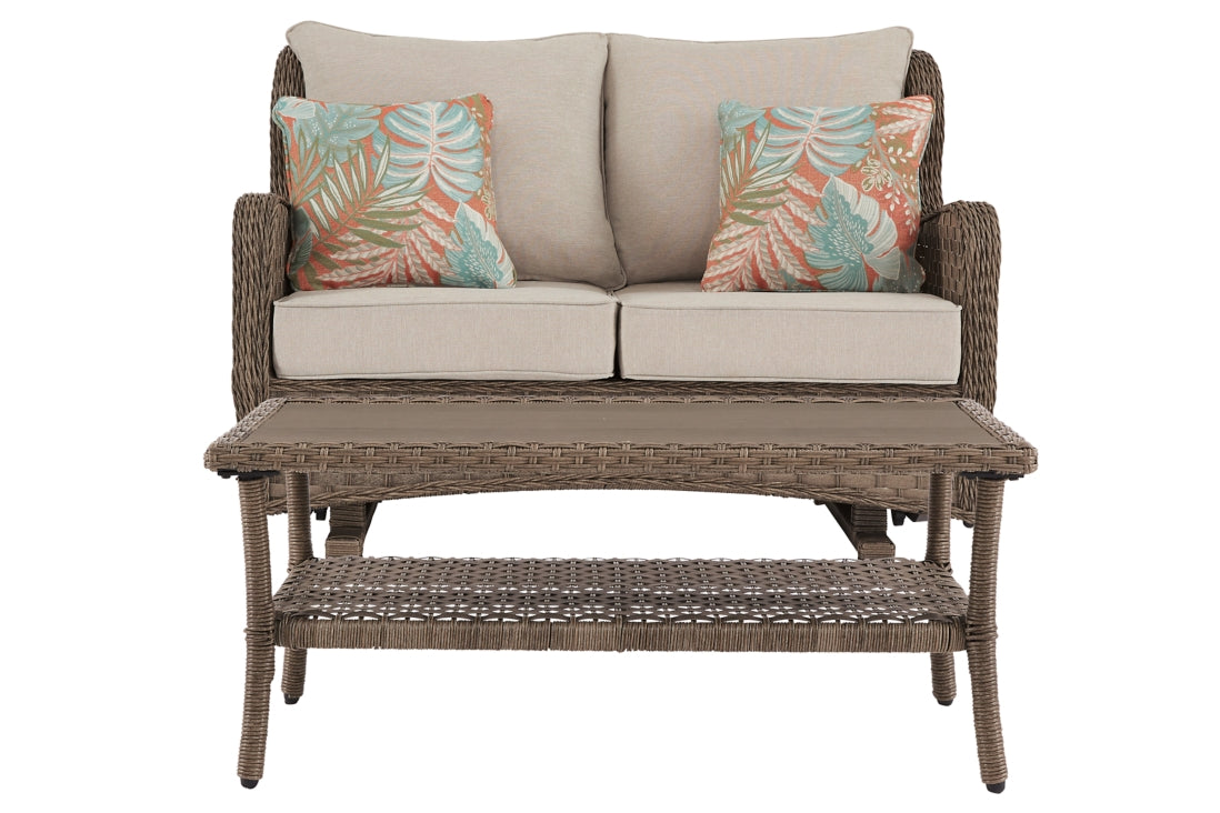 Clear Ridge Outdoor Loveseat with Coffee Table - furniture place usa