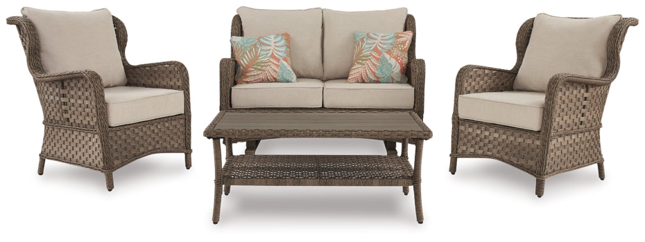 Clear Ridge Outdoor Loveseat, 2 Lounge Chairs and Coffee Table - furniture place usa