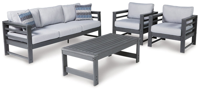Amora Outdoor Sofa, 2 Lounge Chairs and Coffee Table - furniture place usa