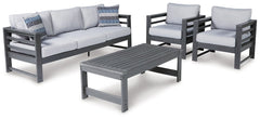 Amora Outdoor Sofa, 2 Lounge Chairs and Coffee Table - furniture place usa