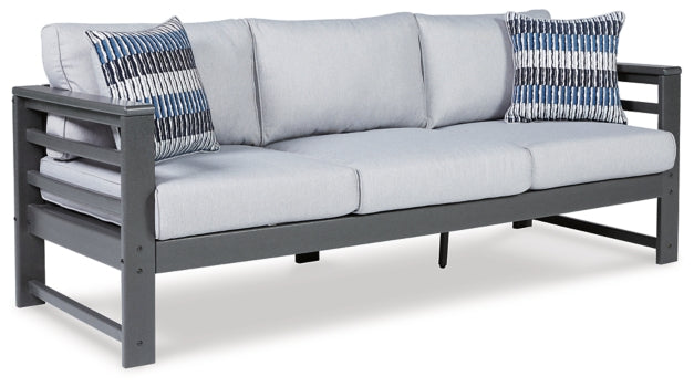 Amora Outdoor Sofa and Loveseat with Coffee Table and 2 End Tables - furniture place usa